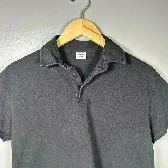 ARITZIA SUNDAY BEST Preppy Boxy Black Crop Polo Collar Button Up Top Women XS - Picture 2 of 8